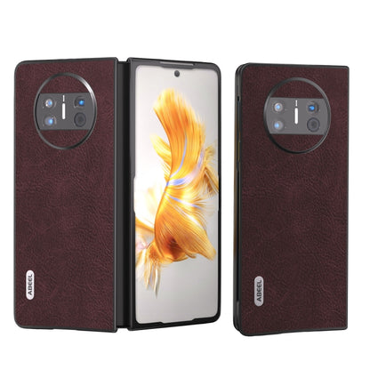 Khaki PU litchi-texture flip phone case with circular camera cutout, shown open