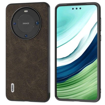Khaki ABEEL PU phone case with litchi texture and round camera cutout