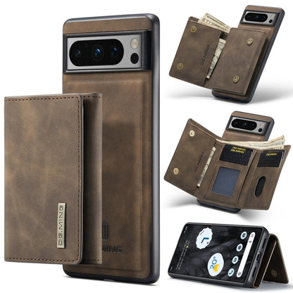 DG.MING M1 series 3-fold card wallet phone case, taupe/brown, card slots visible