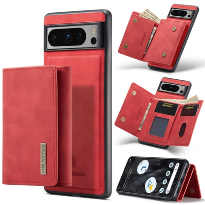 DG.MING M1 series 3-fold card wallet phone case, red, card slots visible