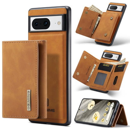 Brown 3-fold multi card wallet with magnetic phone case, open with card slots