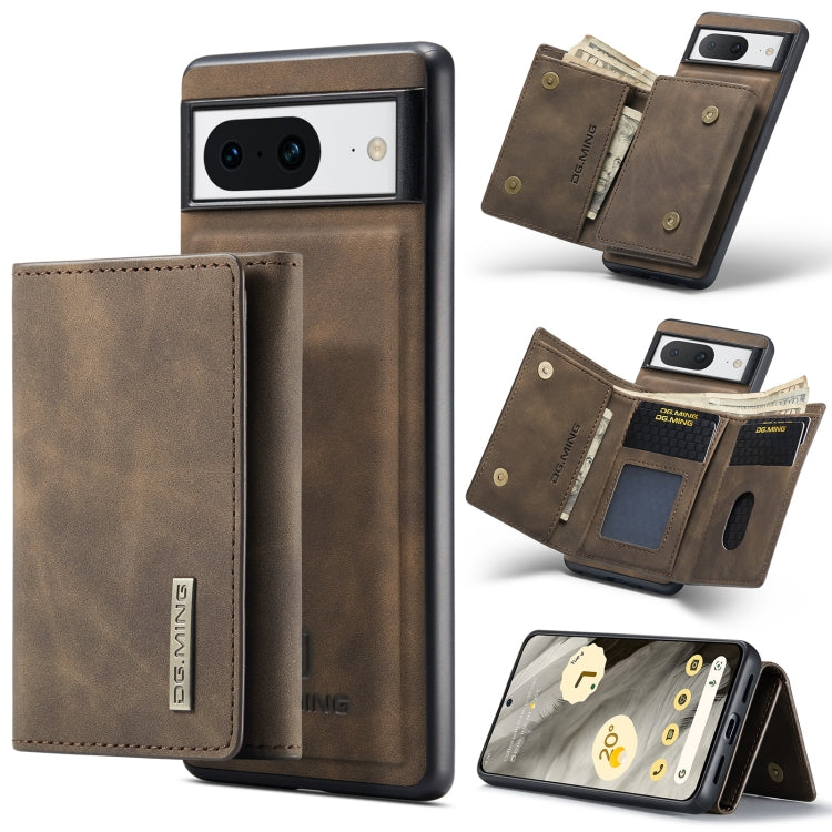Dark taupe 3-fold multi card wallet with magnetic phone case, open with card slots
