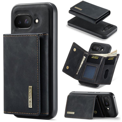 DG.MING 3-fold multi card wallet phone case, black leather-look with magnetic closure