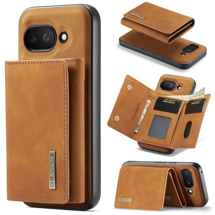 DG.MING 3-fold multi card wallet phone case, tan with magnetic closure