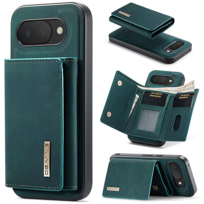 Dark teal 3-fold multi-card wallet magnetic phone case with card slots