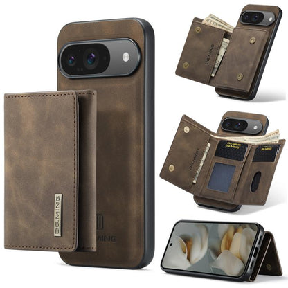 DG.MING 3-fold multi card wallet phone case, dark brown with magnetic closure