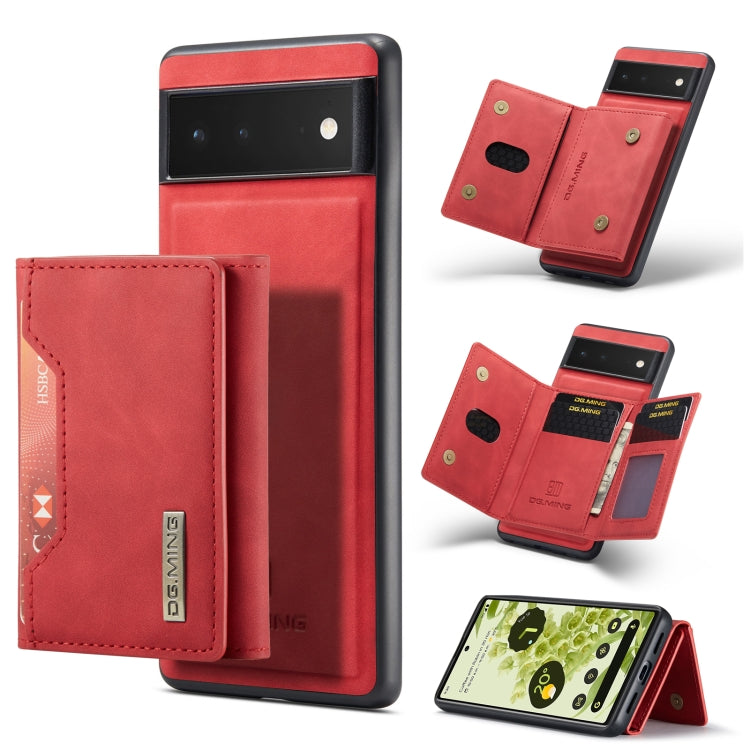 Red folio phone case with multi card slots and magnetic flip closure