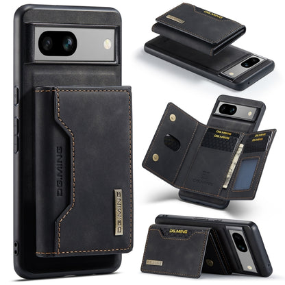 Black 3-fold multi-card phone wallet case with magnetic closure and card slots