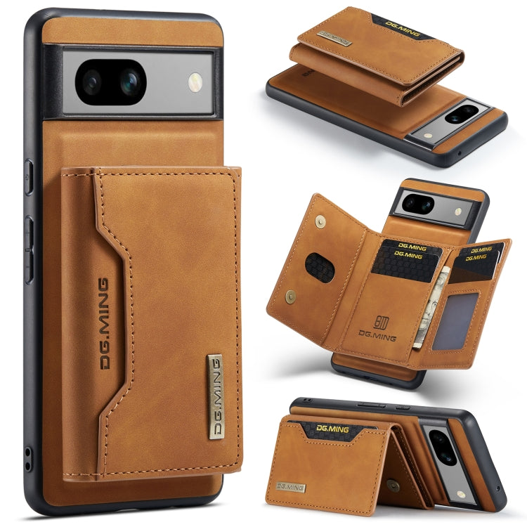 Tan/brown 3-fold multi-card phone wallet case with magnetic closure and card slots