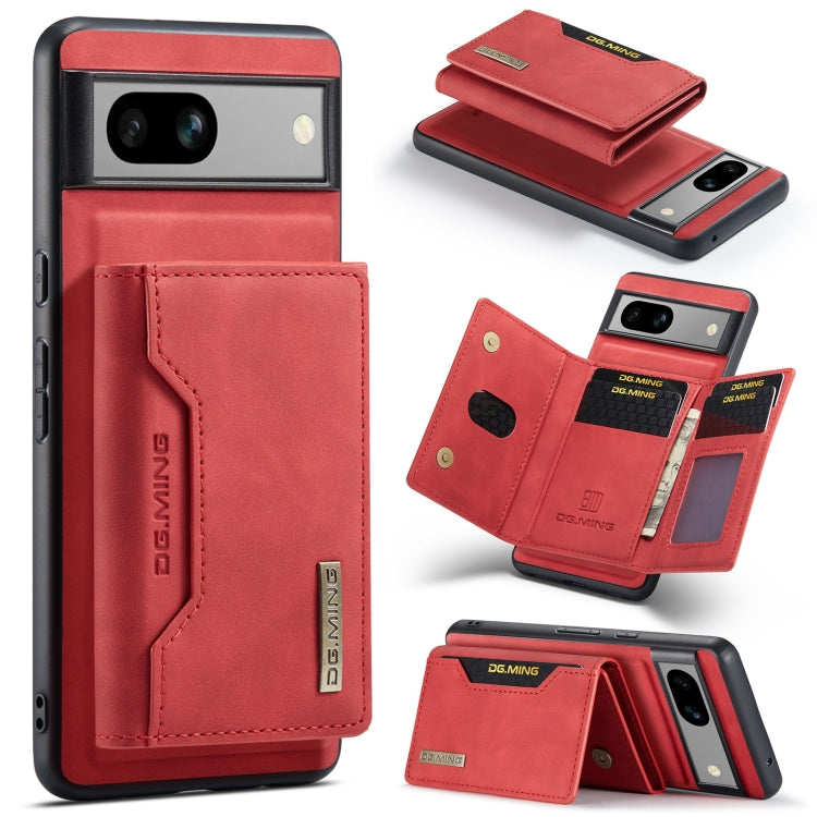 Red 3-fold multi-card phone wallet case with magnetic closure and card slots