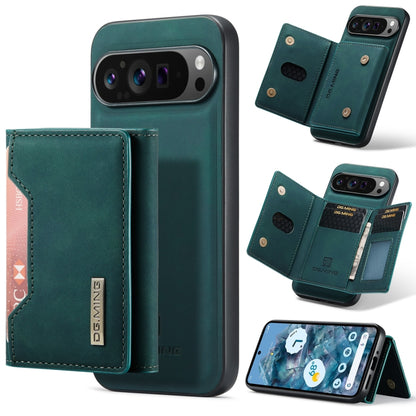 Green 3-fold phone card wallet case with magnetic closure and card slots