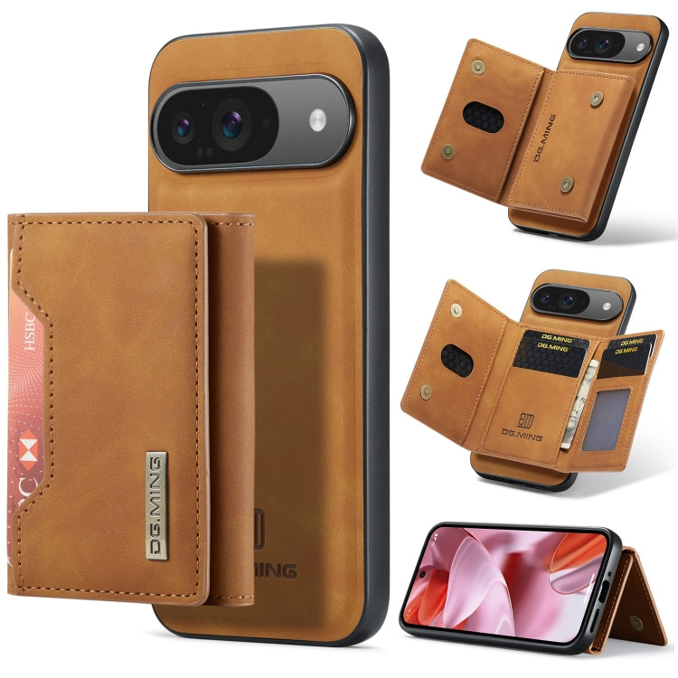 Tan 3-fold phone card wallet case with magnetic closure and card slots