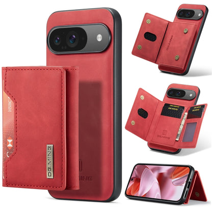 Red 3-fold phone card wallet case with magnetic closure and card slots