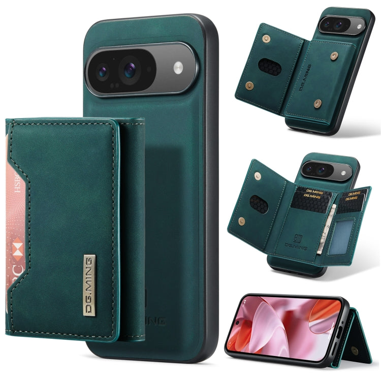 Green 3-fold multi-card phone wallet case with magnetic closure and card slots