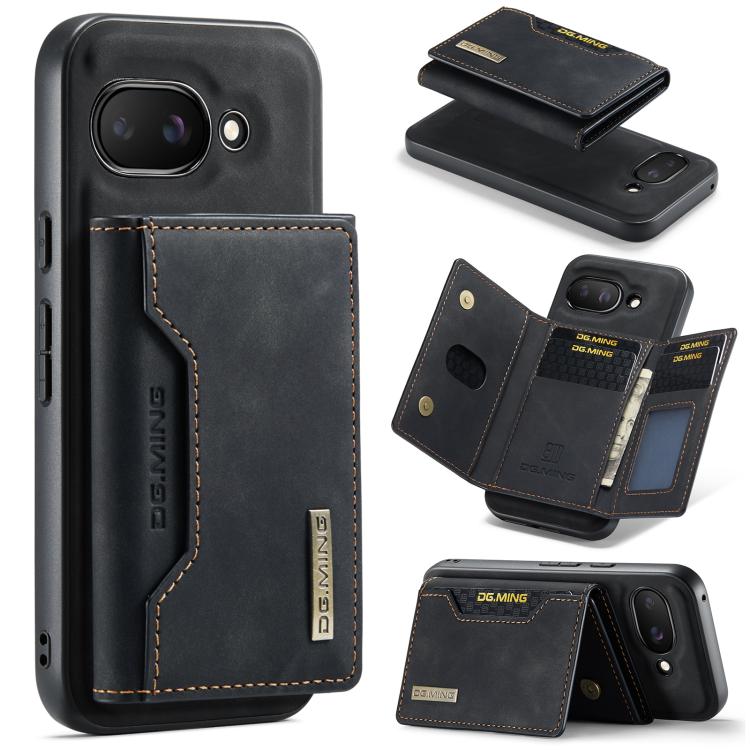 Black multi-card phone wallet case with stitched card holder and magnetic clasp