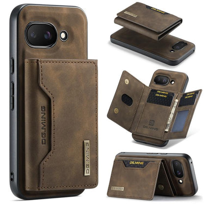 Dark brown multi-card phone wallet case with stitched card holder and magnetic clasp