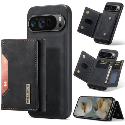 Magnetic 3-fold phone case with multi card slots, dark gray/black leather-look wallet