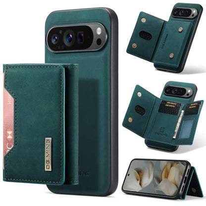 Teal-green multi-card phone wallet case with magnetic cover and card slots for phone