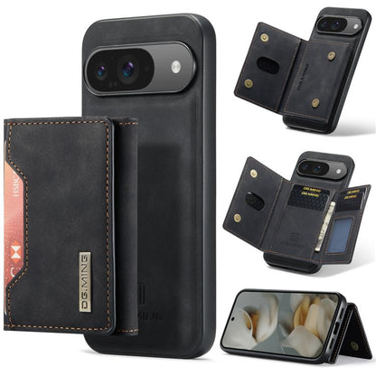 Black multi-card phone wallet case with magnetic cover and card slots for phone