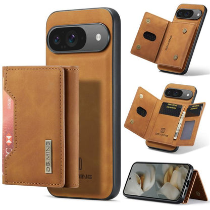 Brown multi-card phone wallet case with magnetic cover and card slots for phone
