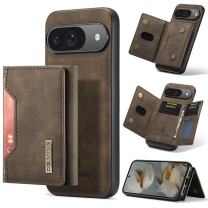 Coffee-brown multi-card phone wallet case with magnetic cover and card slots