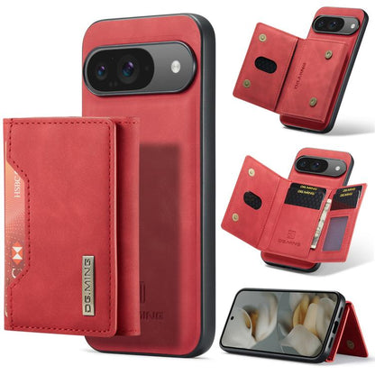 Red multi-card phone wallet case with magnetic cover and card slots