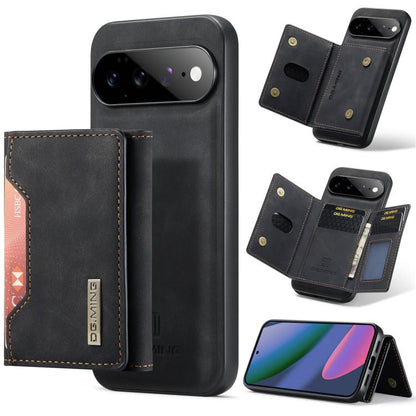 Black 3-fold multi card wallet phone case with magnetic closure and camera cutout