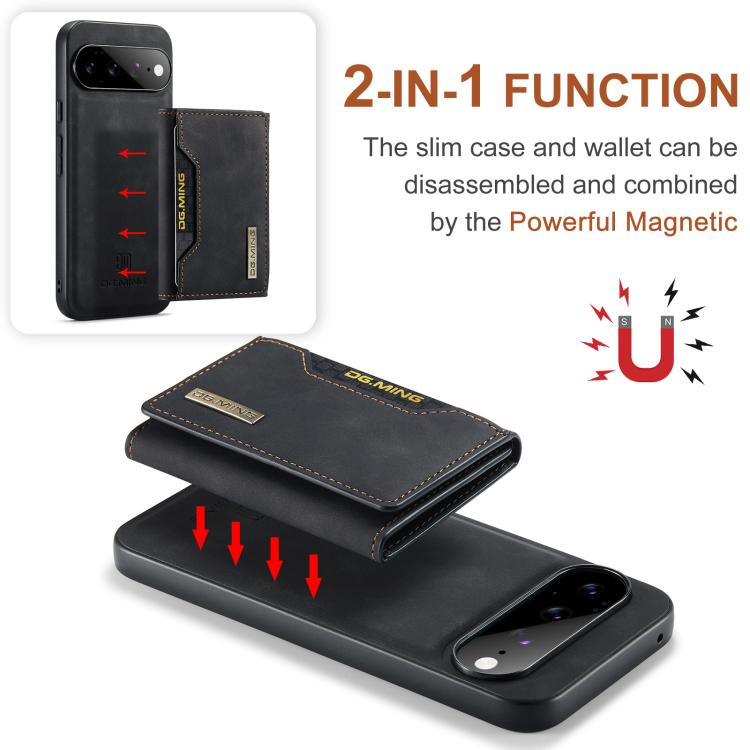 Black detachable wallet folio phone case with built-in stand and magnetic closure