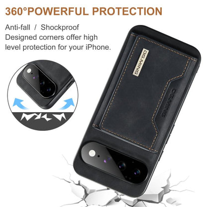 Black protective 3-fold phone case with reinforced corners and stitched wallet front