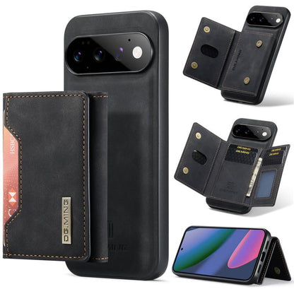 Black 3-fold magnetic phone case wallet with card slots and magnetic closure