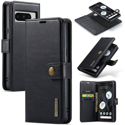 Detachable magnetic folio leather phone case in black with front flap and magnetic closure
