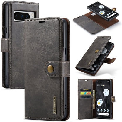Detachable magnetic folio leather phone case in dark grey with front flap and card holder