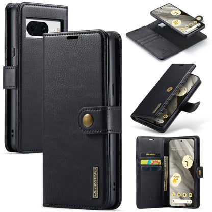 Black crazy horse texture leather phone case with detachable magnetic cover and card slot