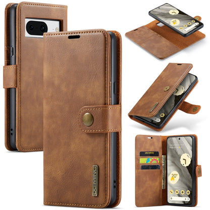 Brown crazy horse texture leather phone case with detachable magnetic cover and card slot