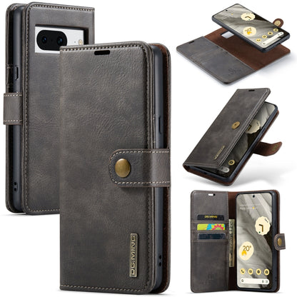 Grey crazy horse texture leather phone case with detachable magnetic cover and card slot