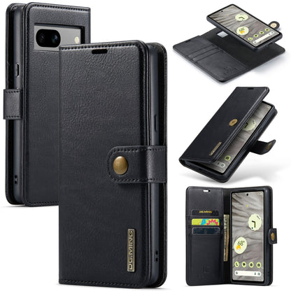 Detachable magnetic folio leather phone case in black with front flap and card holder