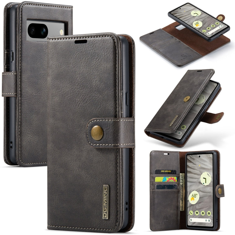 Detachable magnetic folio leather phone case in grey with front flap and card holder