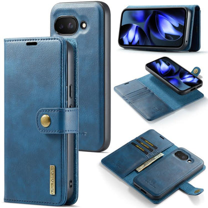 Detachable magnetic folio leather phone case in blue with front flap and card slots