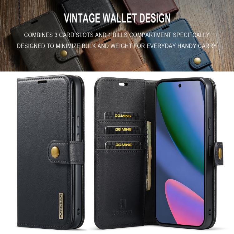 Black magnetic wallet phone case with flip cover and interior card slots