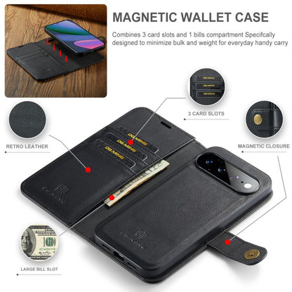 Black magnetic wallet phone case with card slots and large cash pocket