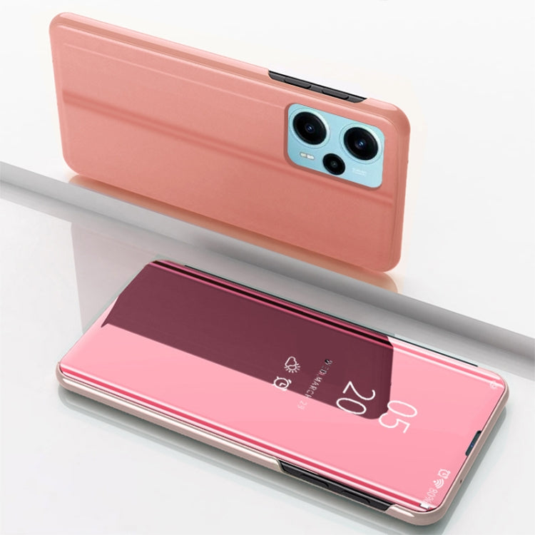 Plated mirror flip kickstand leather phone case, rose pink mirror front