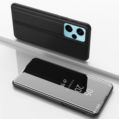 Plated mirror flip kickstand leather phone case, black with mirror front