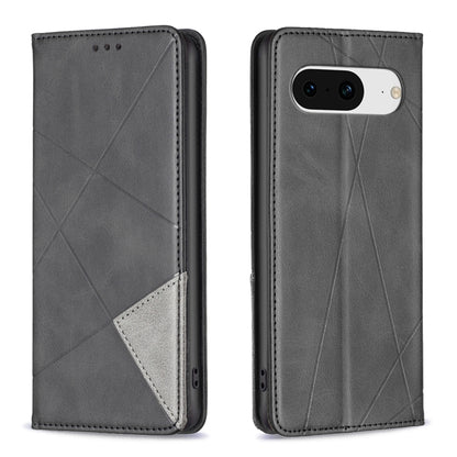 Dark grey leather phone case with geometric rhombus texture and camera/port cutouts