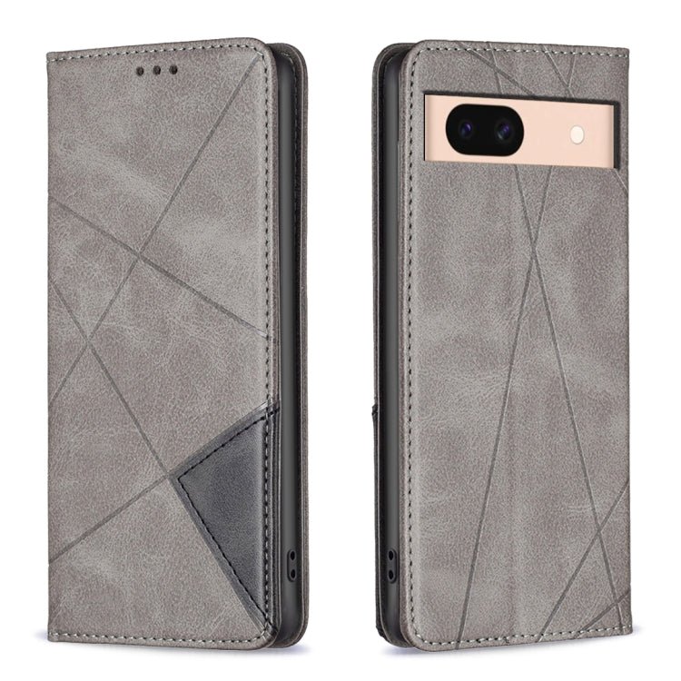 Light grey rhombus-texture magnetic leather phone wallet case with magnetic closure