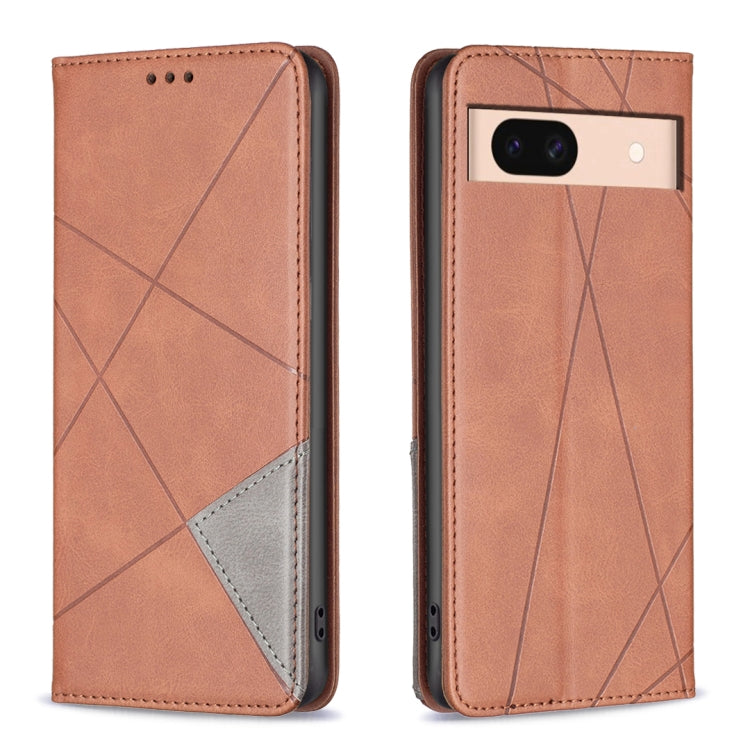 Peach/orange rhombus-texture magnetic leather phone wallet case with flap and openings