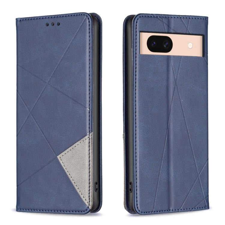 Navy blue rhombus-texture magnetic leather phone wallet case with flap and camera port