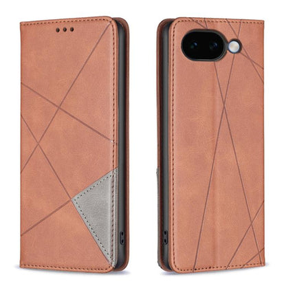 Rose/tan magnetic leather phone case with rhombus texture and gray accent panel