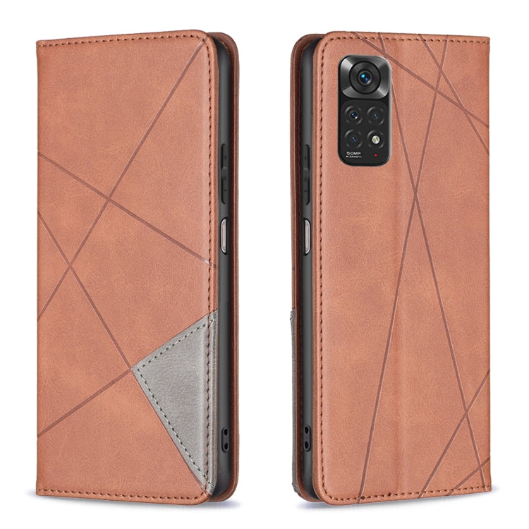 Rhombus-texture leather phone case with magnetic flap, tan, card pocket, camera cutout