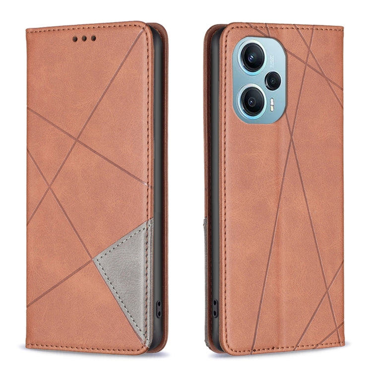 Rhombus-texture leather phone case with magnetic flap, tan, card pocket, camera cutout