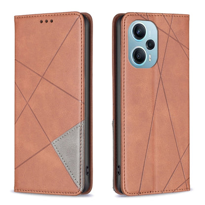 Rhombus-texture leather phone case with magnetic flap, tan, card pocket, camera cutout